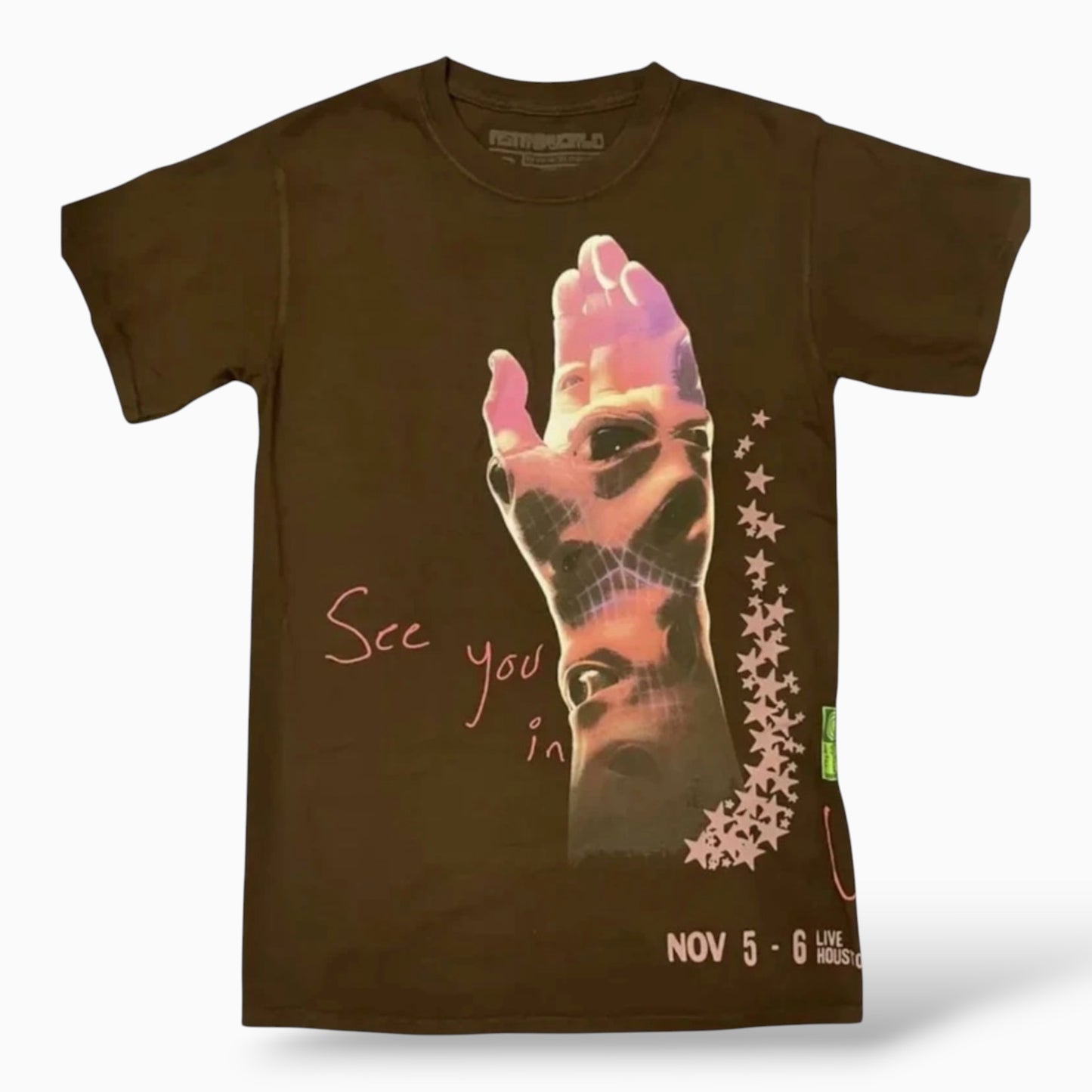 Travis Scott Astroworld All Seeing Hands Tee Brown