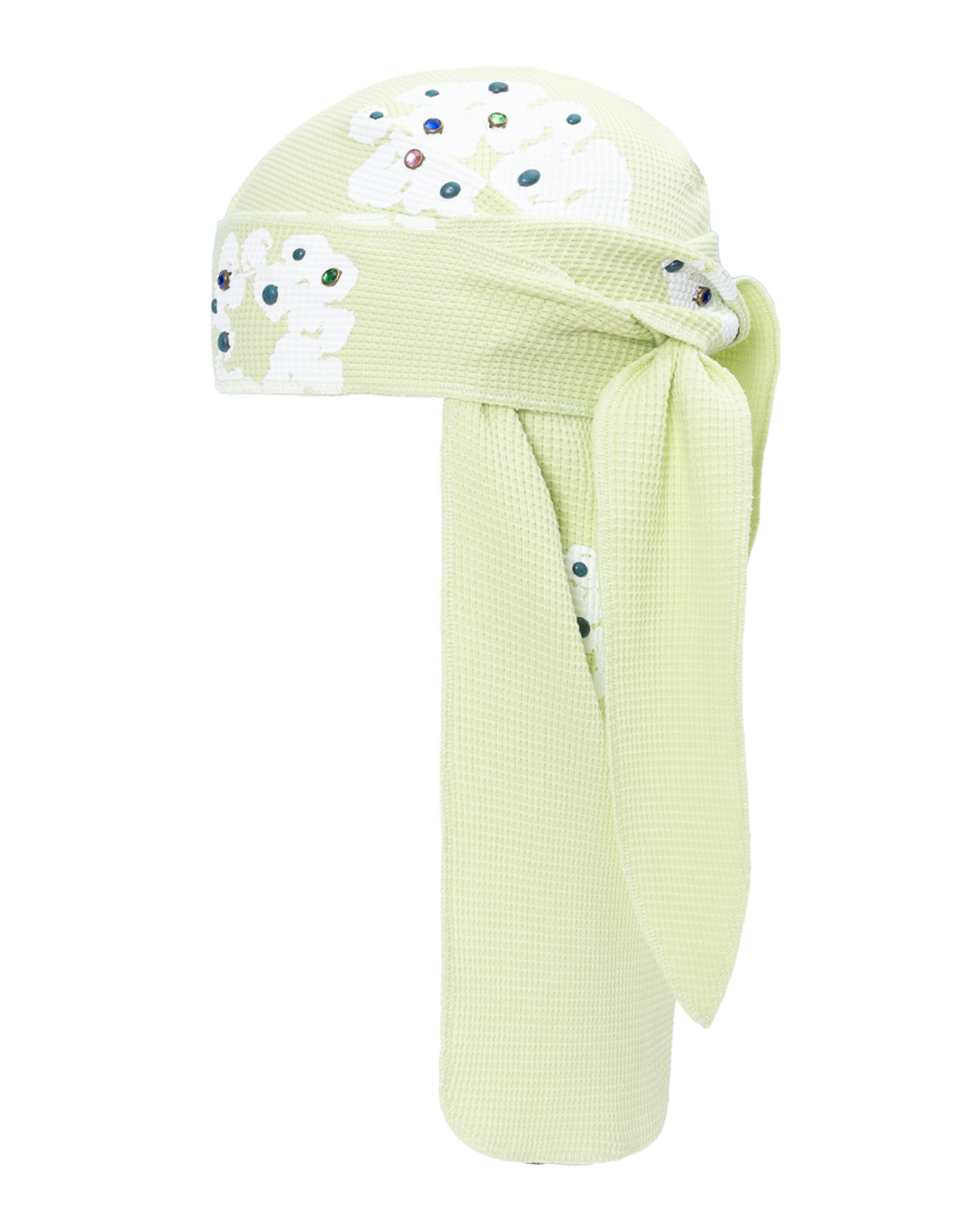 Denim Tears FW25 Rhinestone Wreath Durag - Neon Green