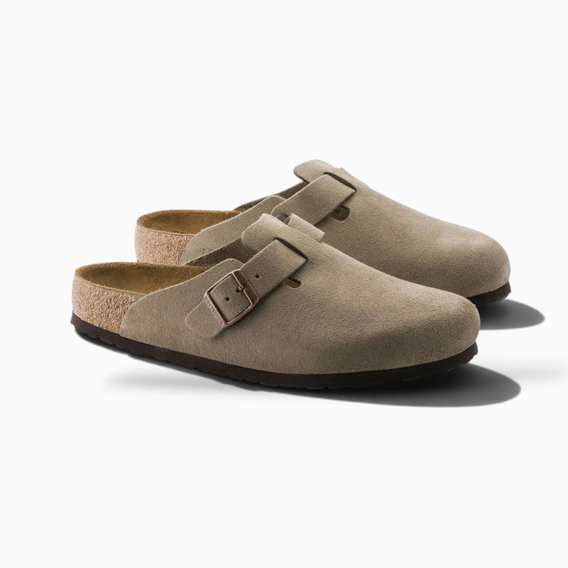 Birkenstock Boston Soft Footbed Suede Taupe (Regular Width)