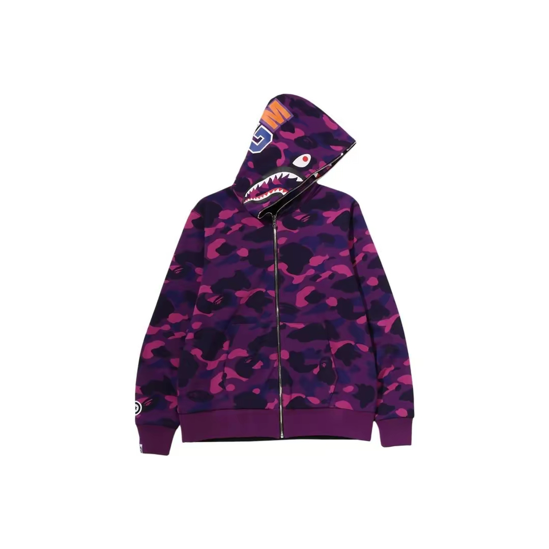 A Bathing Ape ABC Camo Shark Full Zip Hoodie Purple