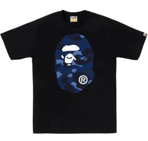 A Bathing Ape Camo Big Ape Head T-Shirt Black/Navy