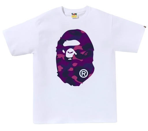 A Bathing Ape Camo Big Ape Head T-Shirt White/Purple
