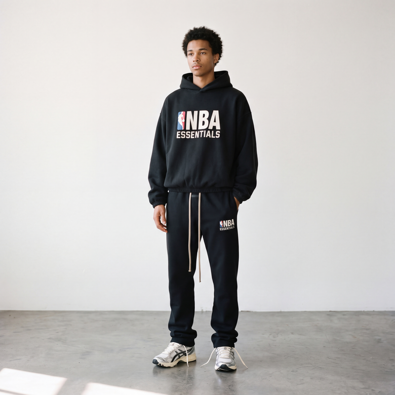 Fear of God Essentials x NBA SS25 Black Hoodie