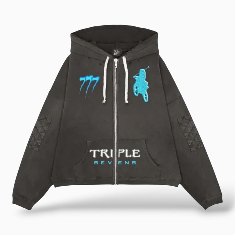 Triple Sevens Moto Black Hoodie