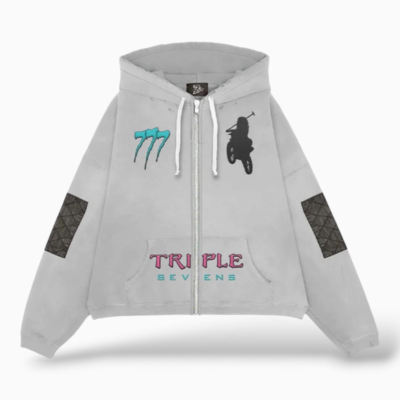 Triple Sevens Moto Vice Hoodie Grey
