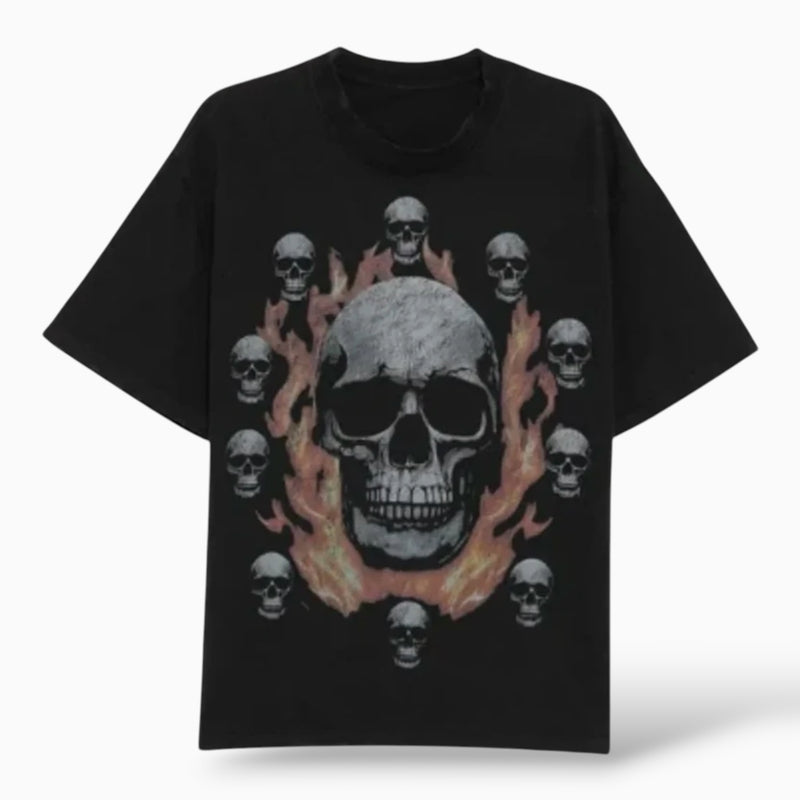 Warman Fire Circle Skulls Graphic T-Shirt