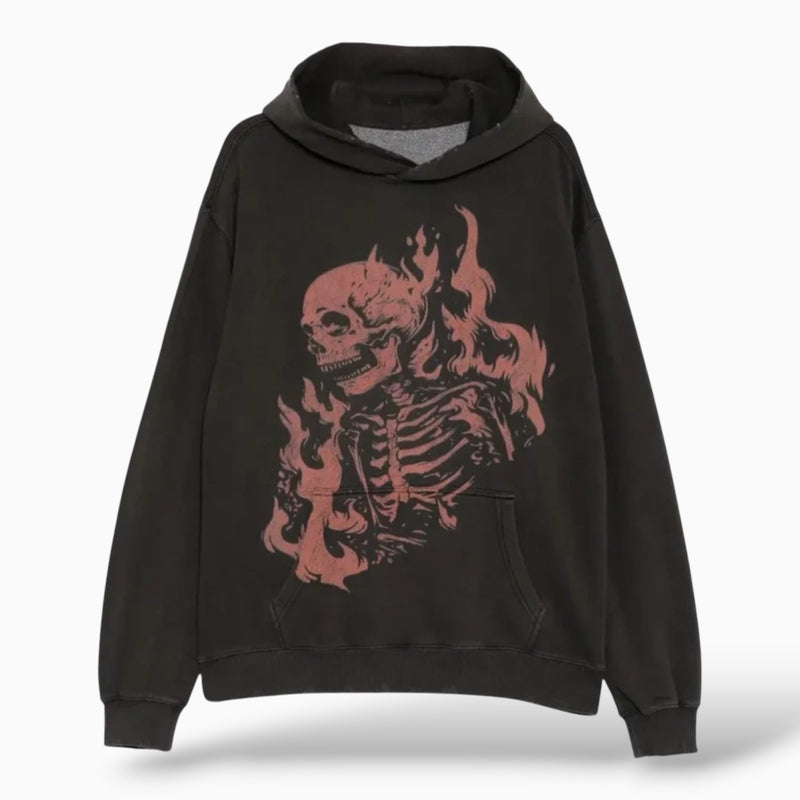 Warman Skull On Fire Graphic Hoodie