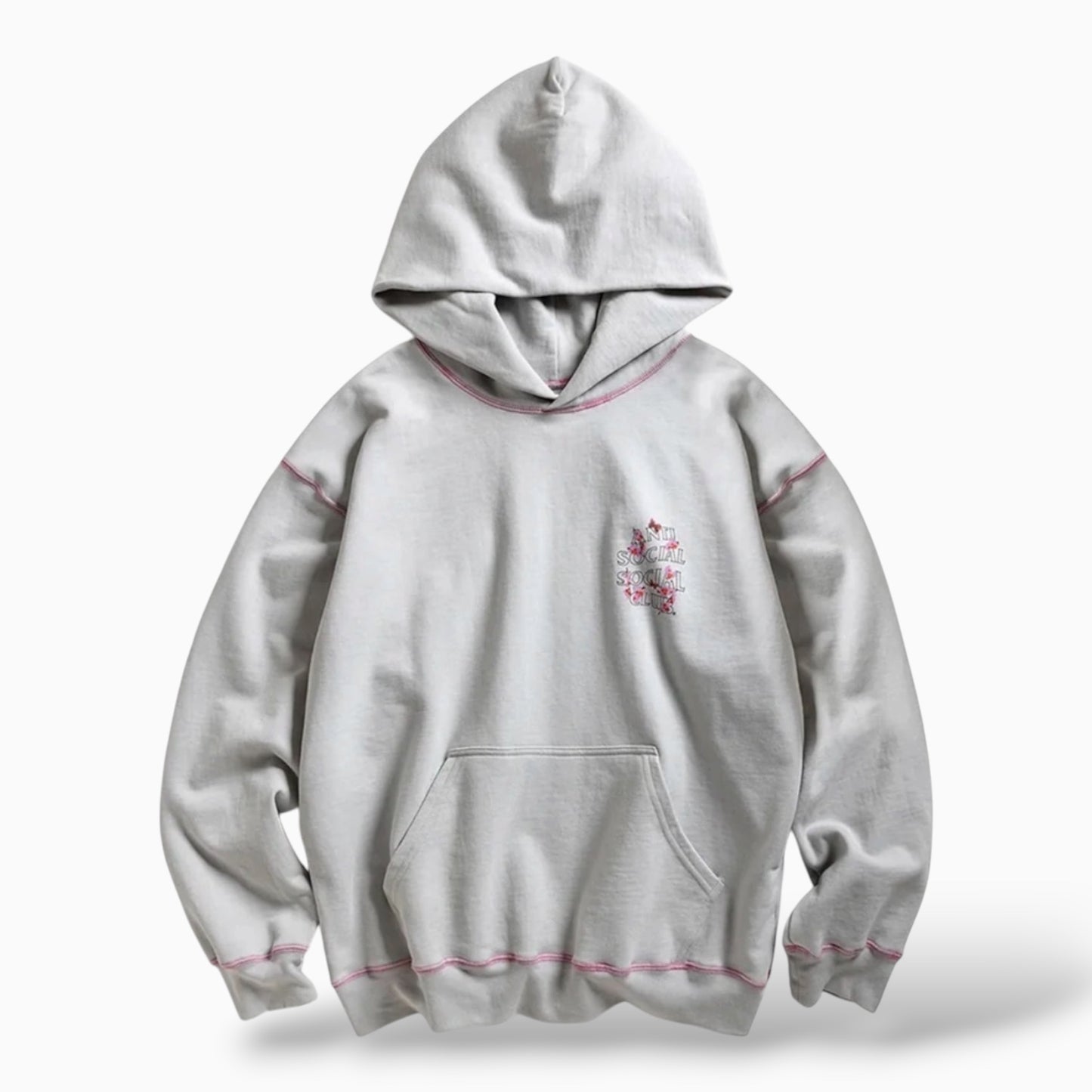 Contrast Stitch Hoodie Gray