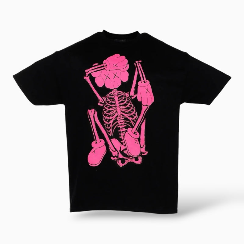 KAWS SKELETON NEW FICTION T-shirt Pink