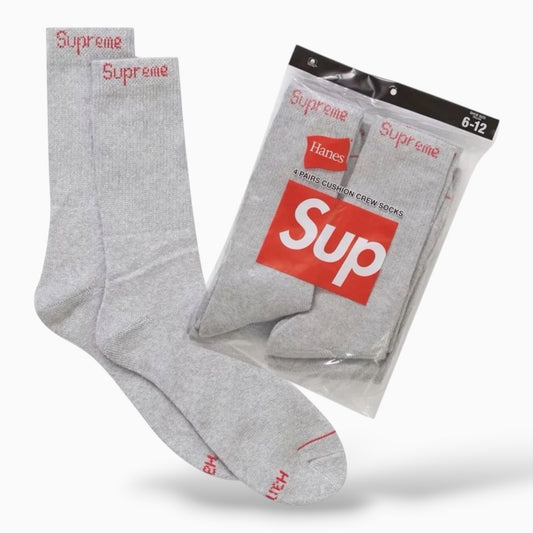 Supreme x Hanes Crew Socks Grey (4-pack)