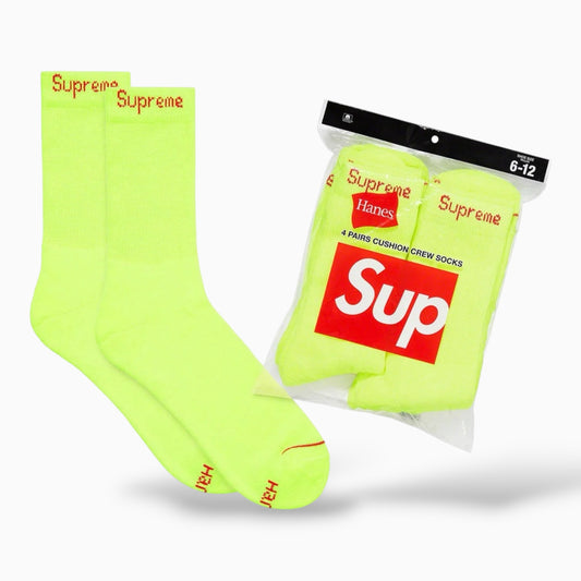 Supreme x Hanes Crew Socken Neon Green (4er-Pack)