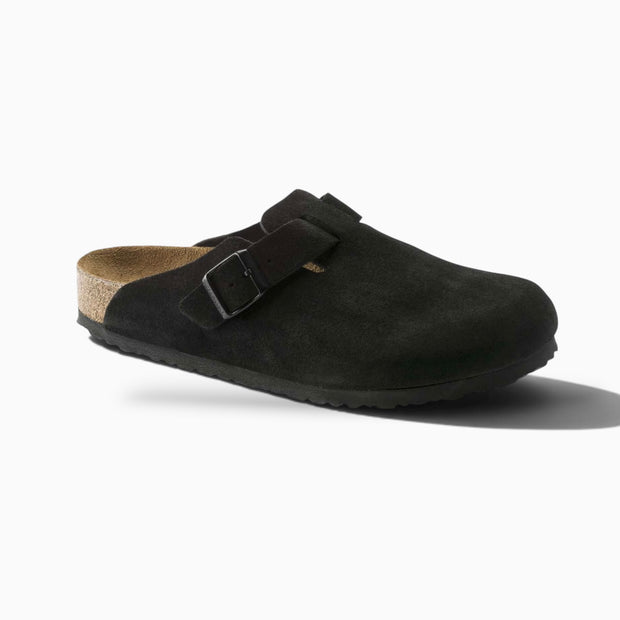 Birkenstock Boston Soft Footbed Suede Black (Regular Width)