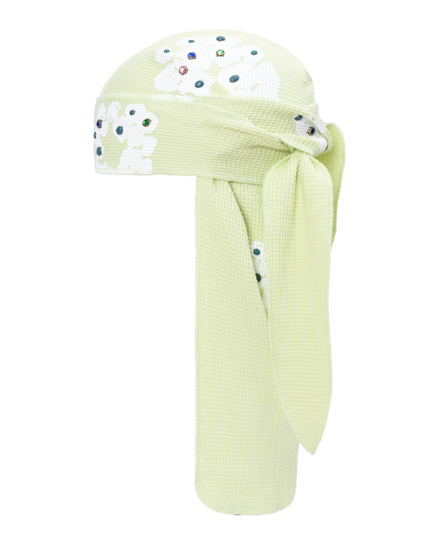 Denim Tears FW25 Rhinestone Wreath Durag - Neon Green