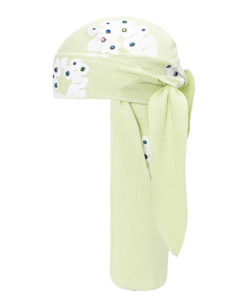Denim Tears FW25 Rhinestone Wreath Durag - Neon Green