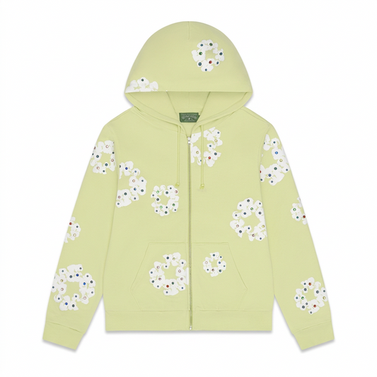 Denim Tears FW25 Rhinestone Hoodie - Neon Green