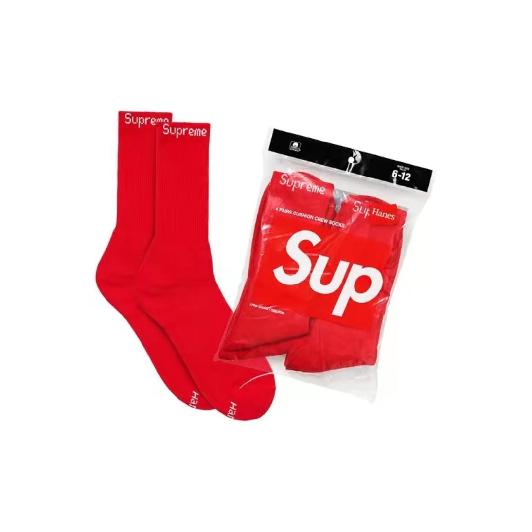 Supreme x Hanes Crew Socken Red (4er-Pack)