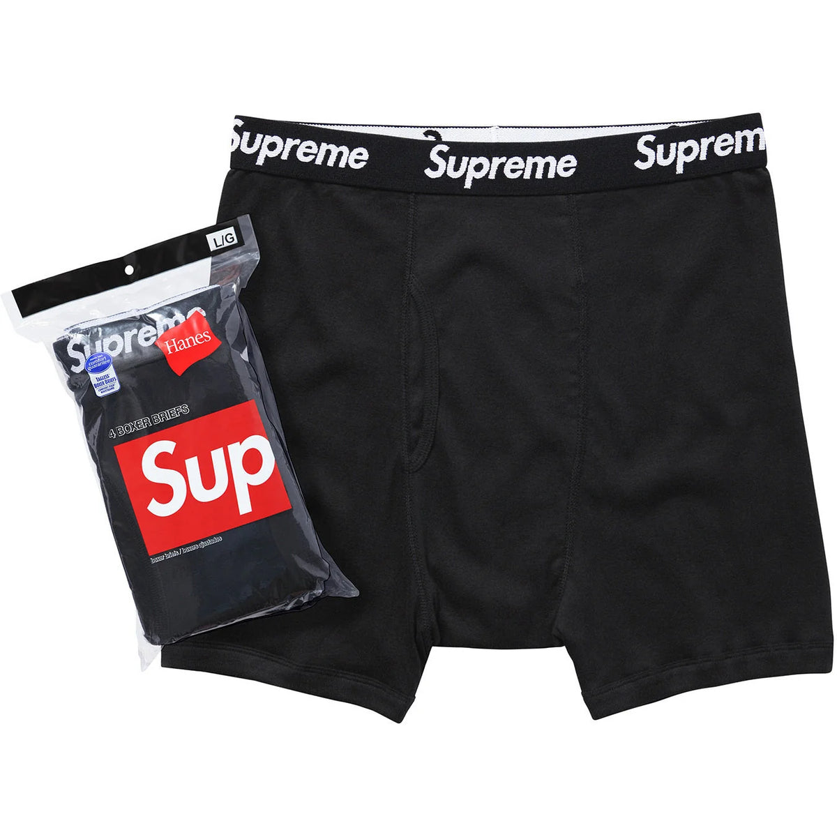 Boxers Supreme x Hanes Black (pack de 4)
