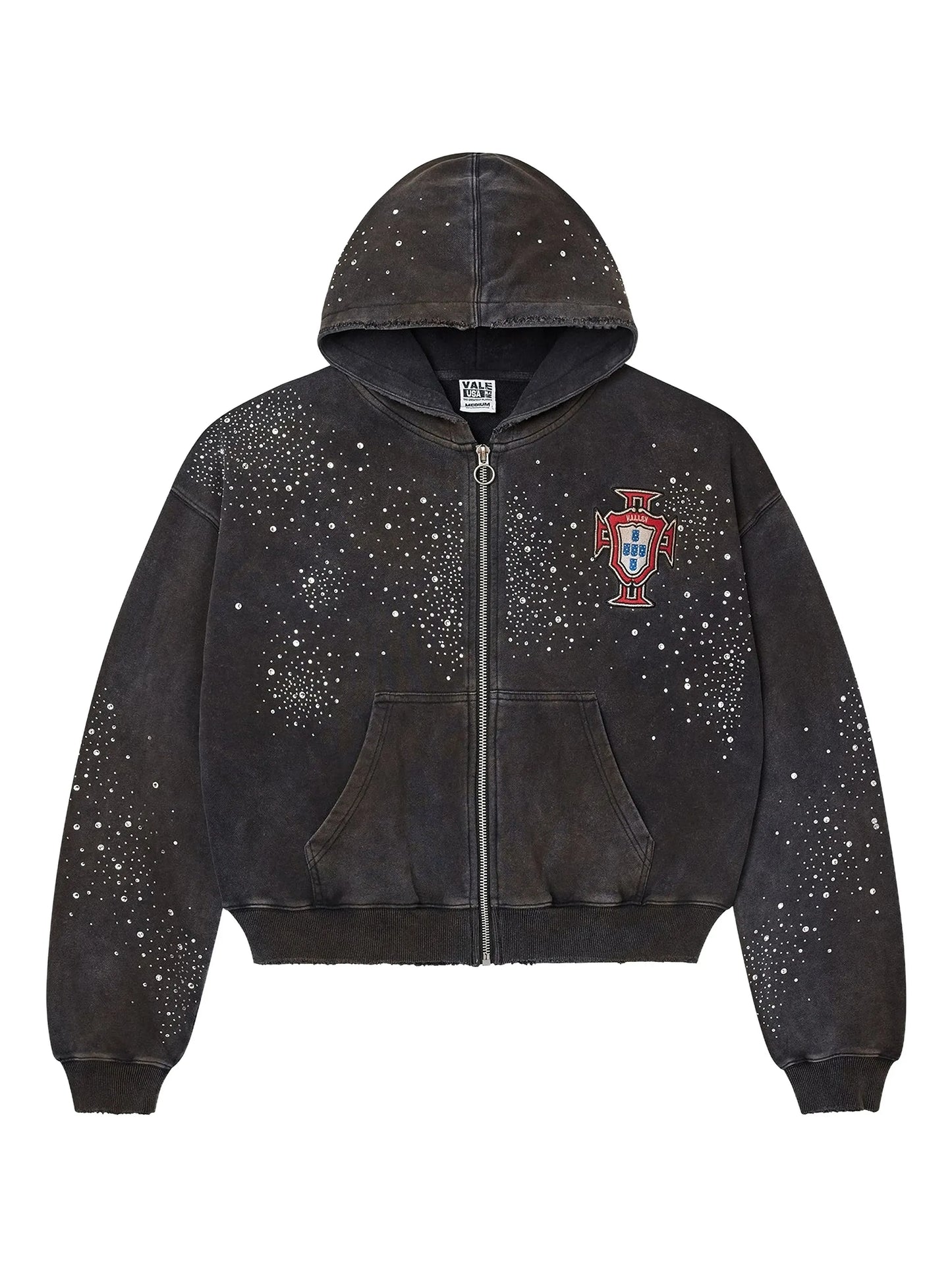 Vale Pluto Clustered zip-up Hoodie Black