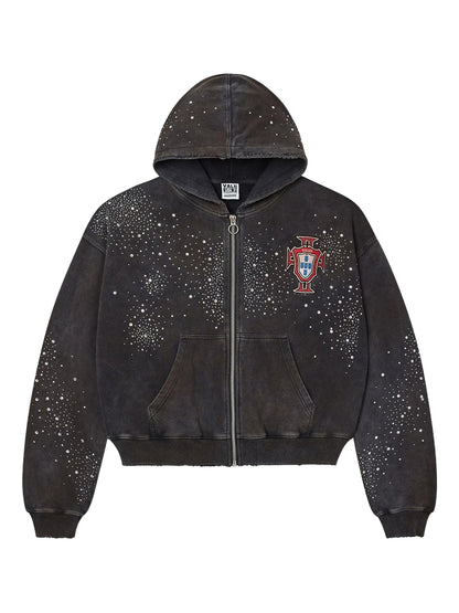 Vale Pluto Clustered zip-up Hoodie Black
