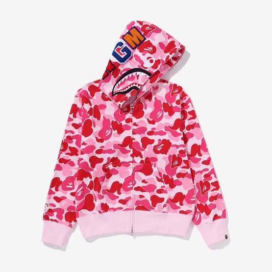 A Bathing Ape ABC Camo Shark Full Zip Hoodie Pink
