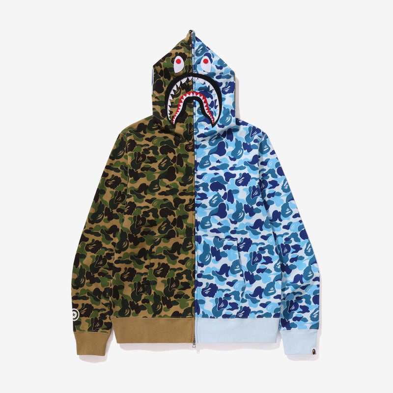 A Bathing Ape Shark Full Zip Hoodie Green/Blue Camo