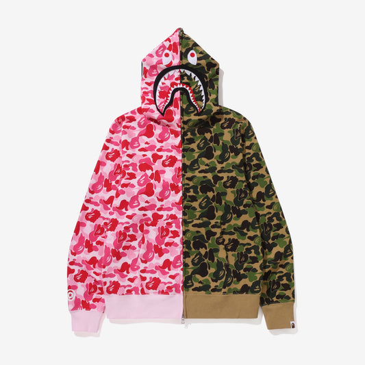 A Bathing Ape Shark Full Zip Hoodie Pink/Green Camo