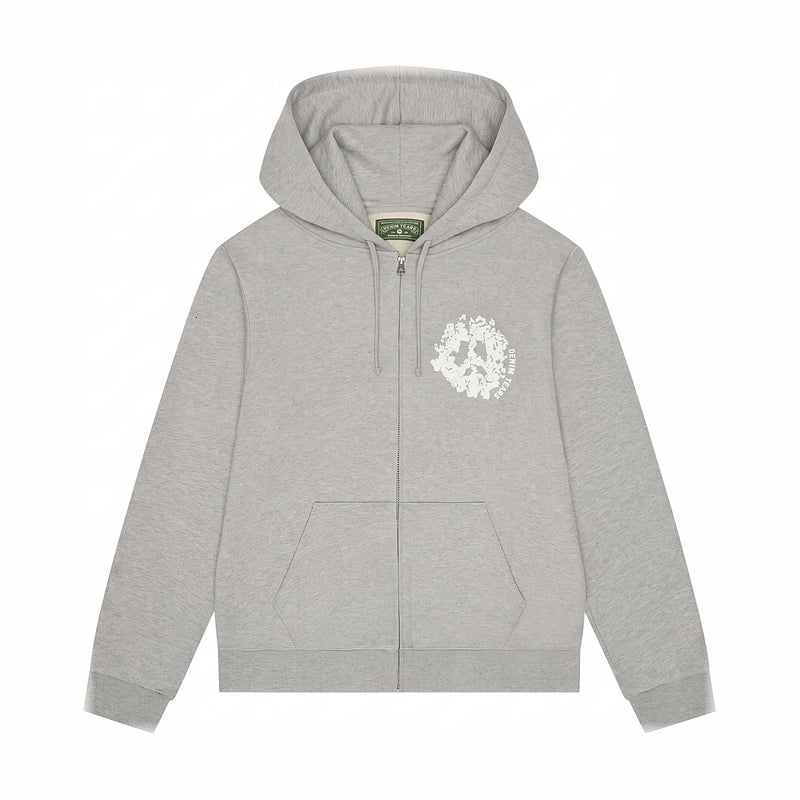 Denim University Zip Hoodie Light Grey