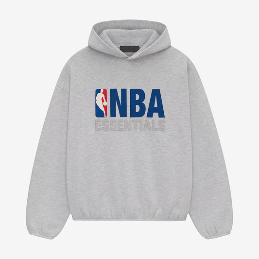 Essentials Fear of God x NBA FW24 Light Heather Hoodie Vorderseite