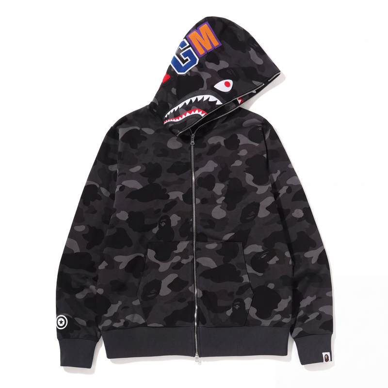 A Bathing Ape ABC Camo Shark Full Zip Hoodie Black