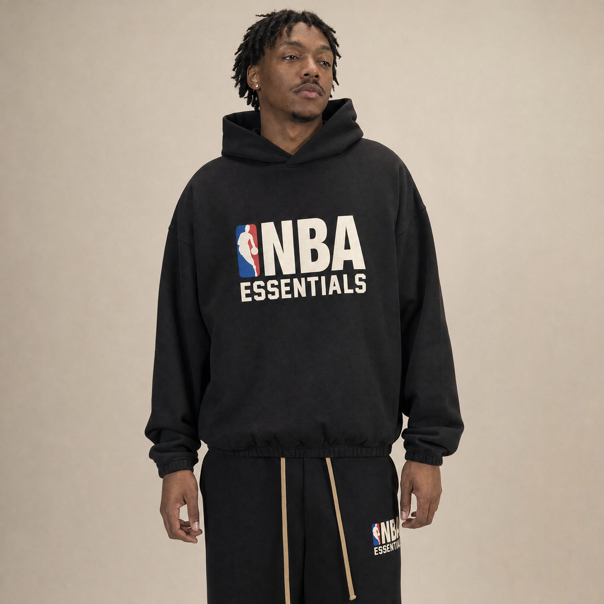 Fear of God Essentials x NBA SS25 Black Hoodie