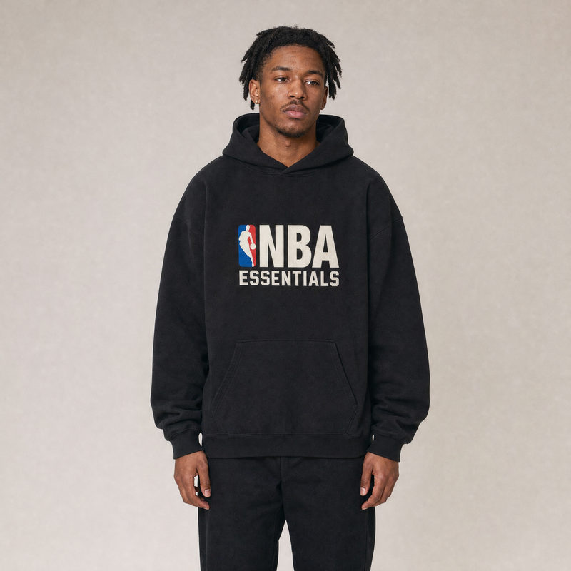Fear of God Essentials x NBA FW24 Negro Sudadera con capucha