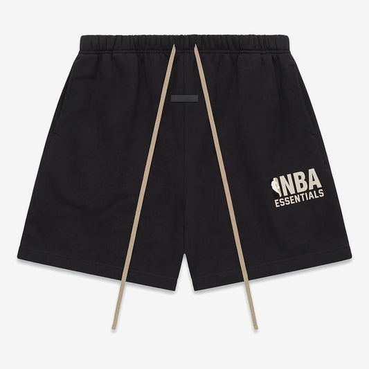Essentials Fear of God x NBA ss25 Black Sweatshorts Vorderseite