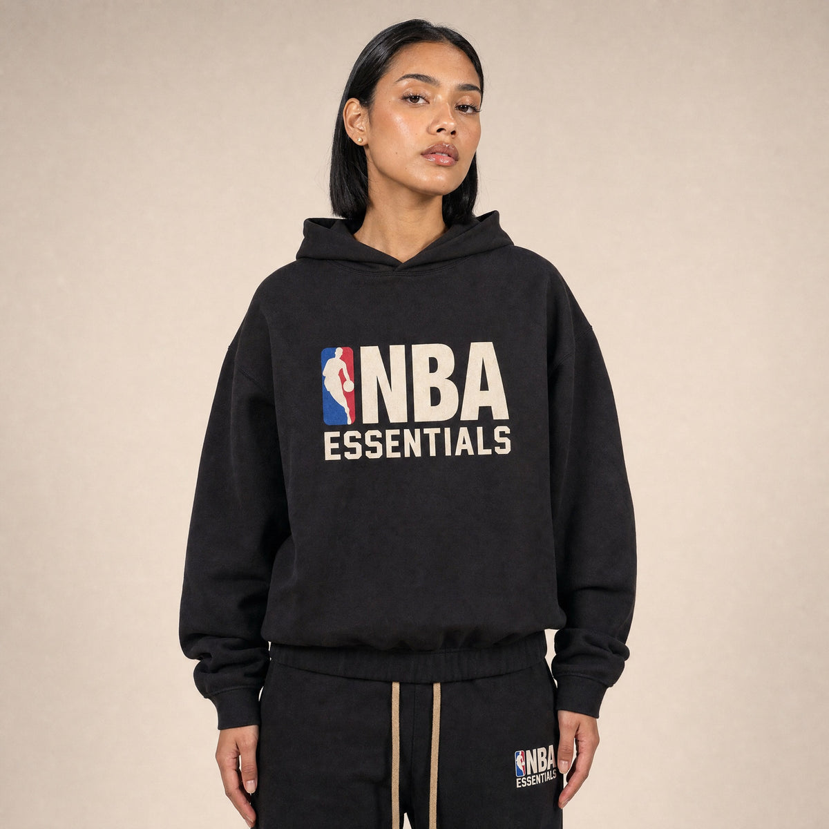 Fear of God Essentials x NBA SS25 Black Hoodie