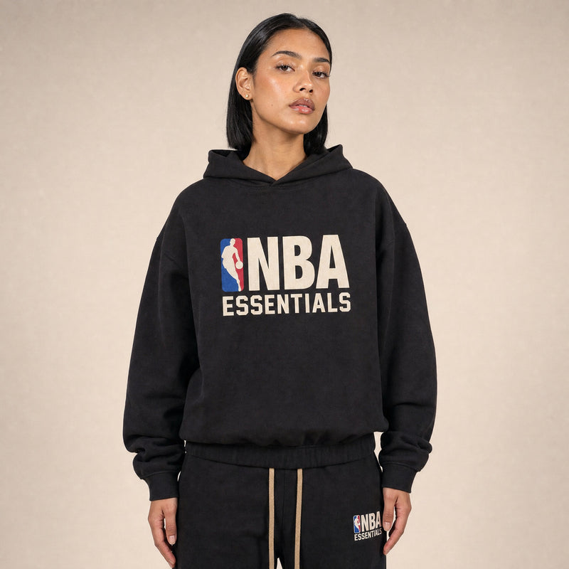 Fear of God Essentials x NBA SS25 Black Hoodie