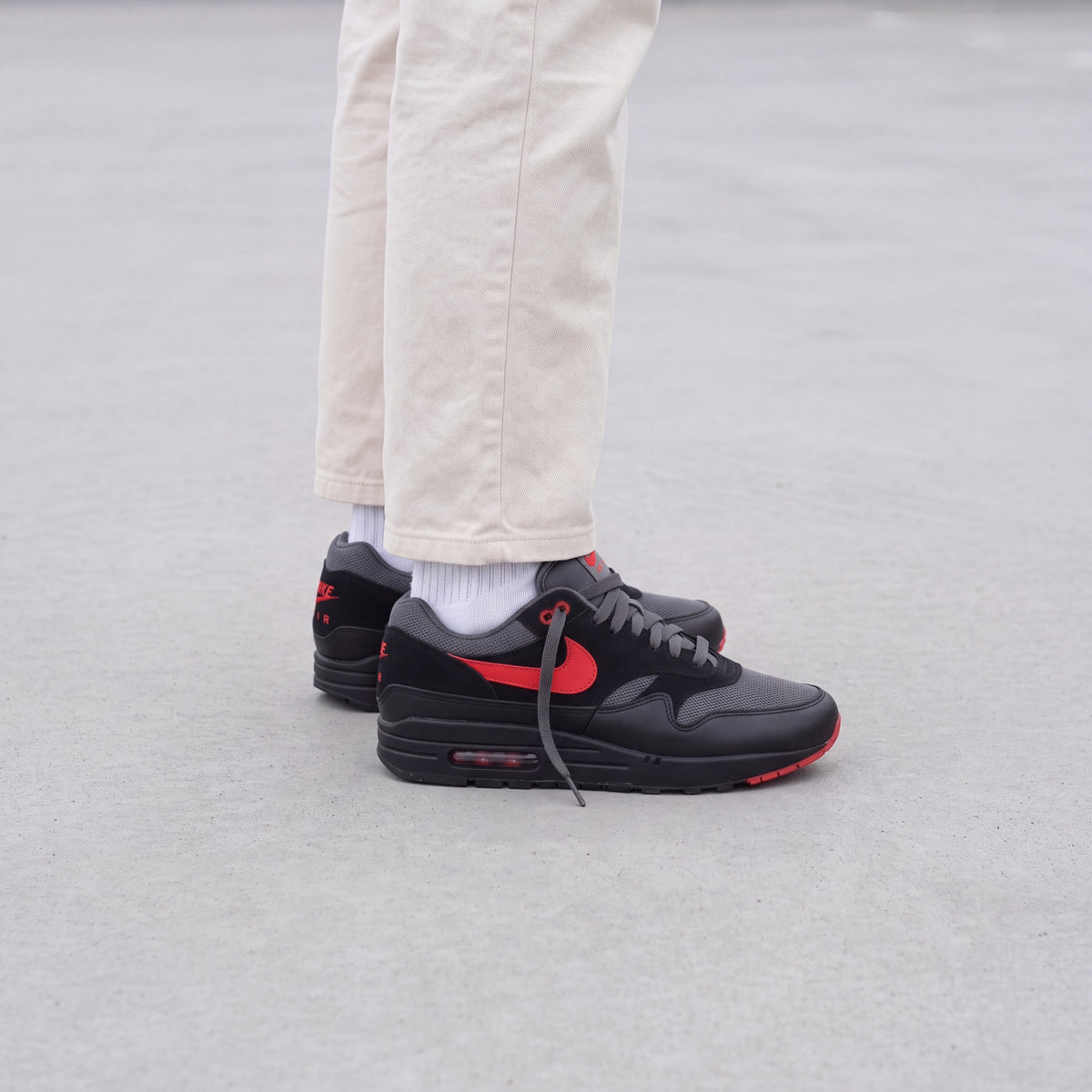 Nike Air Max 1 Essential Vamps Black / University Red / Iron Grey