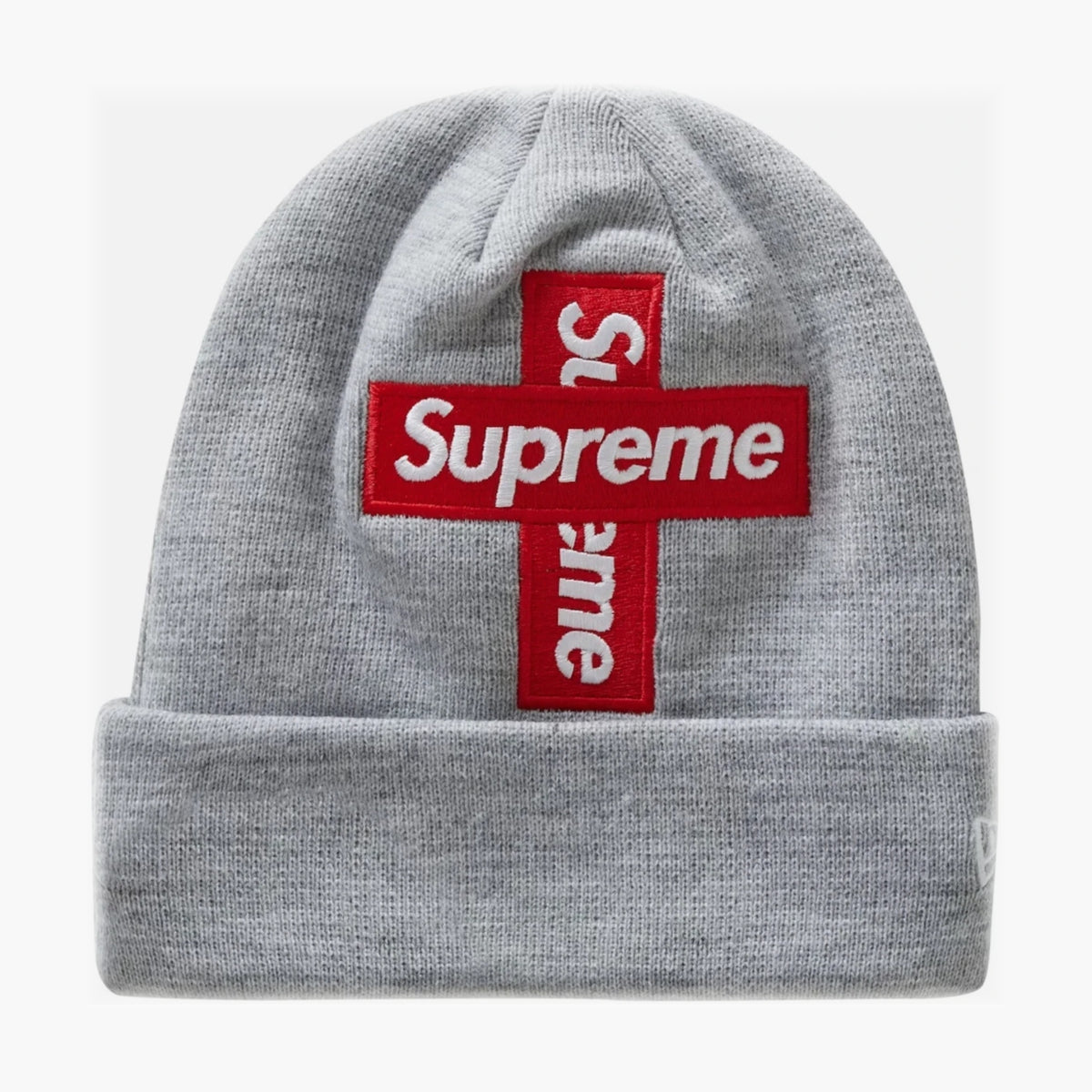 Supreme New Era Cross Box Logo Beanie Grey