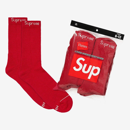 Supreme x Hanes Crew Socken Red 4er-Pack